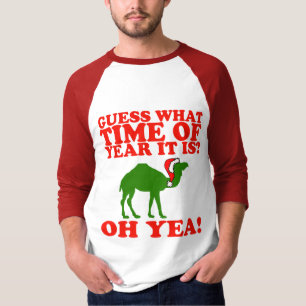 Christmas Camel in Santa hat raglan Shirt