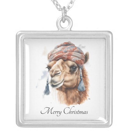Christmas Camel  Silver Plated Necklace