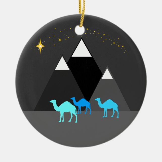 Christmas Camels Ceramic Ornament (Front)