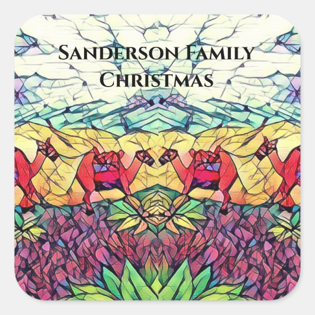 Christmas Camels Stained Glass Look  Square Sticker (Front)