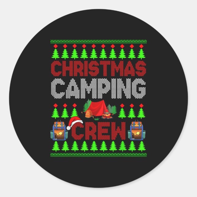Christmas Camng Crew Xmas Sweater Santa Camper Cam Classic Round Sticker (Front)