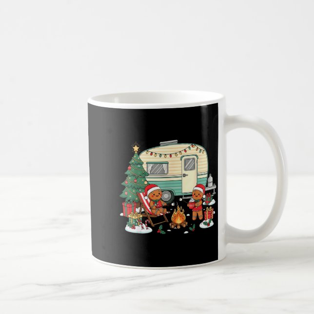 Christmas Camng Gingerbread Campfire Tree Santa Ha Coffee Mug (Right)