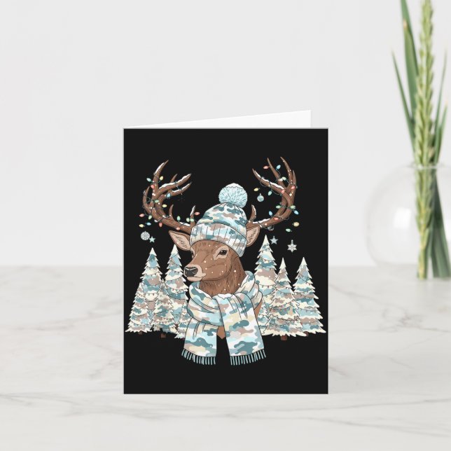 Christmas Camo Hunting Reindeer Pajamas With Deer  Card (Front)