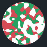Christmas Camouflage Classic Round Sticker<br><div class="desc">Camo design in colors of the Italian flag. These colors double as camouflage during the XMAS season too.</div>