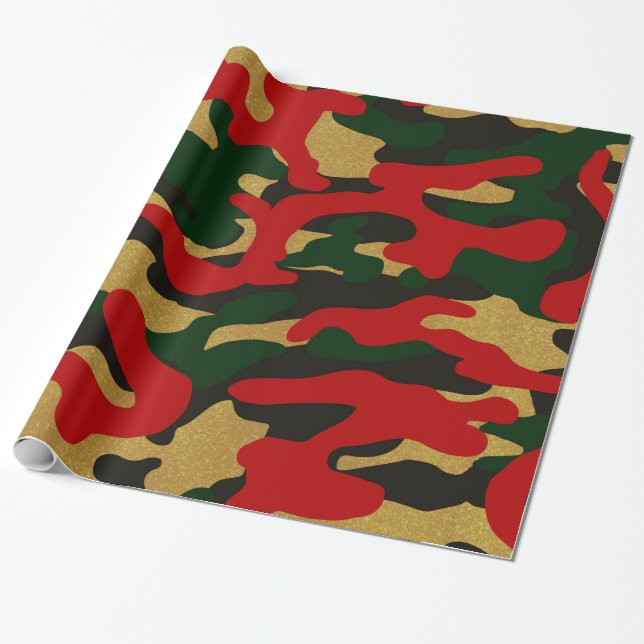 Christmas Camouflage Wrapping Paper (Unrolled)