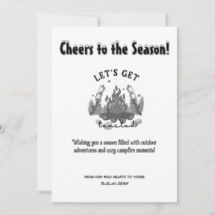Christmas Camp Fire Pine Outdoor Adventure Black Holiday Card