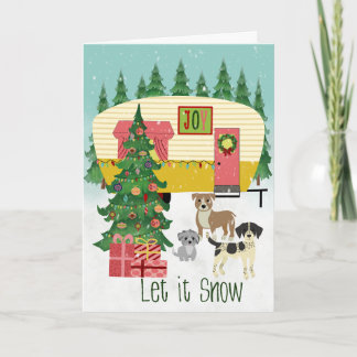 Christmas Camper and Dogs Let it Snow Card