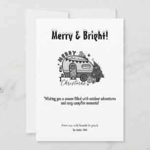 Christmas Camper Camping Outdoor Adventure Black Holiday Card