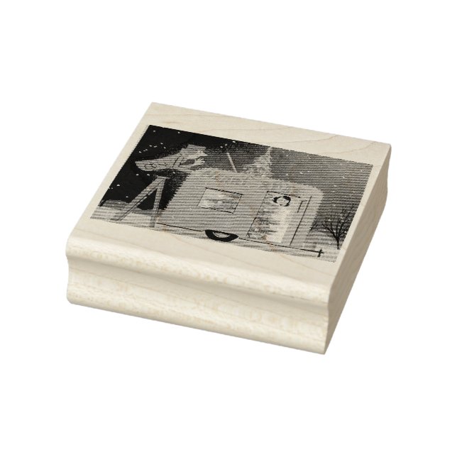 Christmas camper trailer retro art rubber stamp (Stamp)