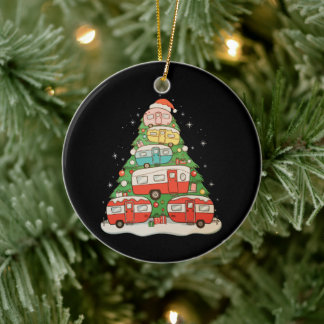 Christmas Camping RV Xmas Tree Holiday Season Ceramic Ornament