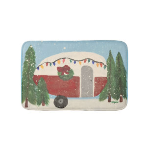 Christmas Camping Trailer Bath Mat