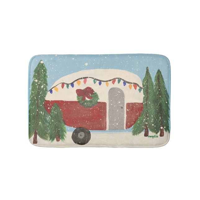 Christmas Camping Trailer Bath Mat (Front)