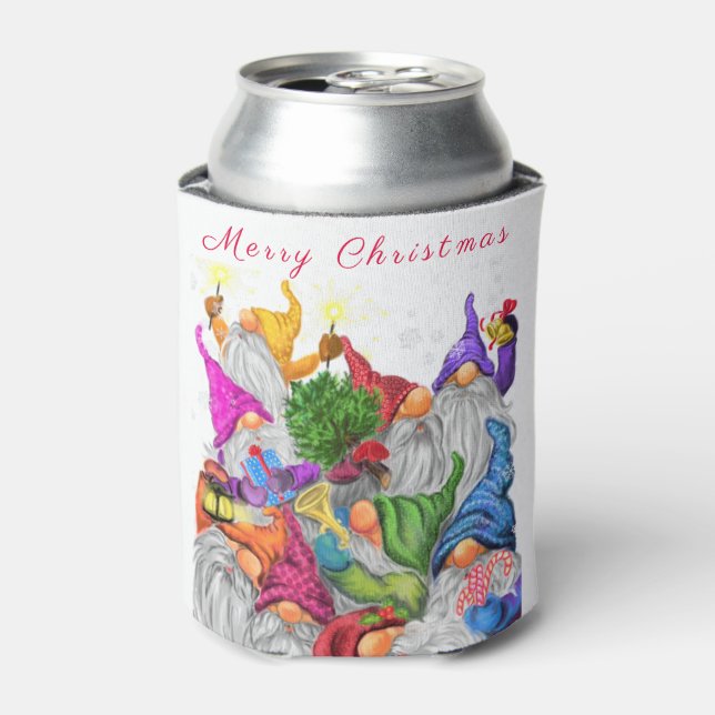 Christmas Can Cooler Happy Gnomes Party (Can Front)