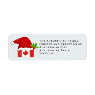 Christmas CANADA Patriotic Flag Return Address Label