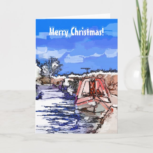 CHRISTMAS CANAL BOATS HOLIDAY CARD (Front)