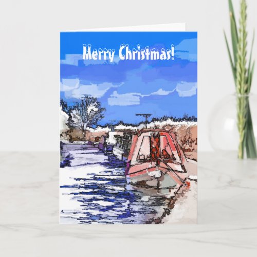 CHRISTMAS CANAL BOATS HOLIDAY CARD