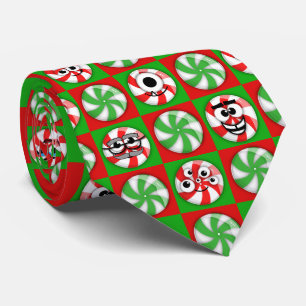 Christmas Candies Faces Neck Tie