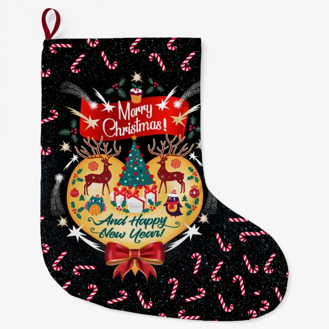 Christmas Candies Large Christmas Stocking (Front)