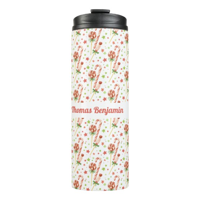 Christmas Candies Pattern Personalized Tumbler (Front)
