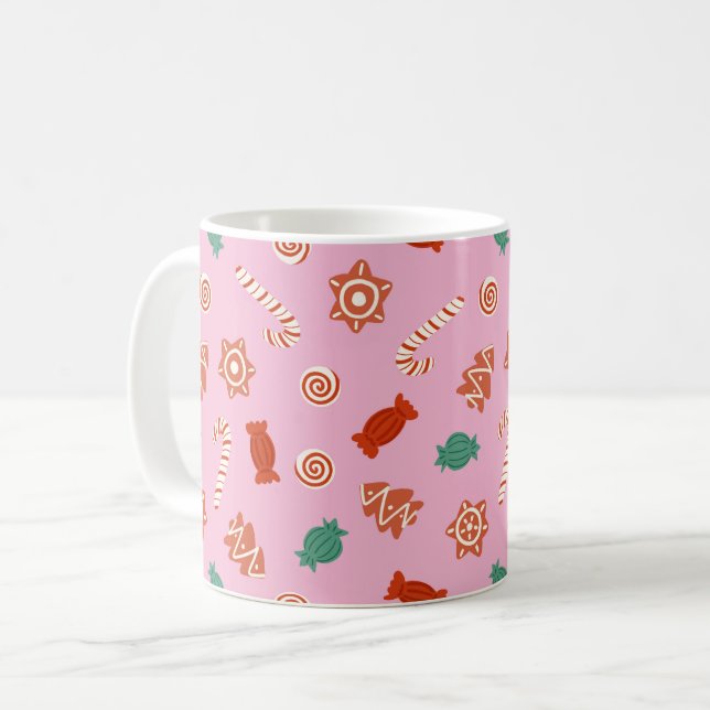 Christmas candies - pink coffee mug (Front Left)