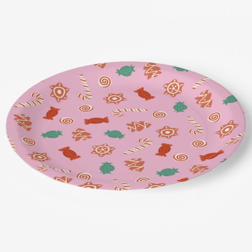 Christmas candies _ pink  paper plates