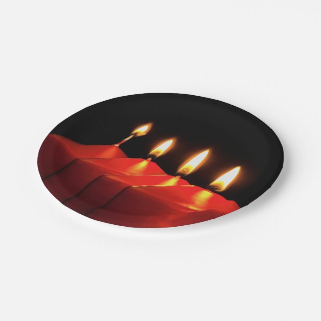 Christmas Candle Advent Wreath Paper Plates (Angled)