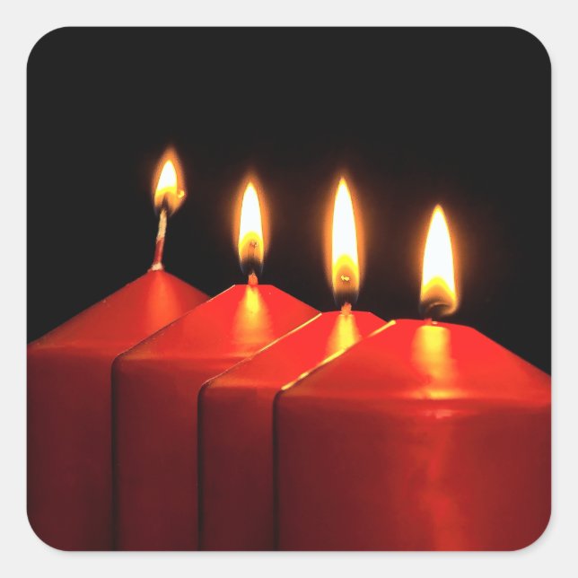Christmas Candle Advent Wreath Square Sticker (Front)