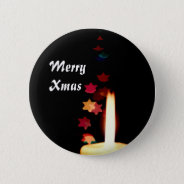 Christmas Candle Against Stars Button Name Tag at Zazzle