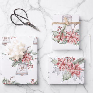 Christmas Candle and Bell Wrapping Paper Sheets