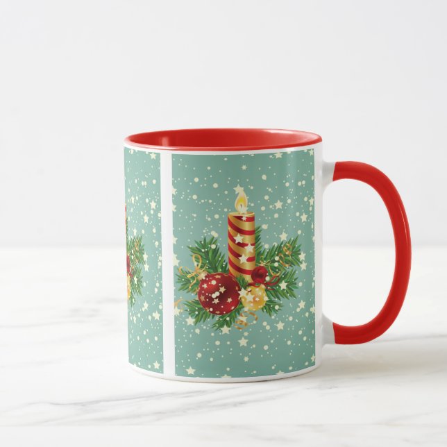 Christmas Candle And Snowflakes Mug (Right)
