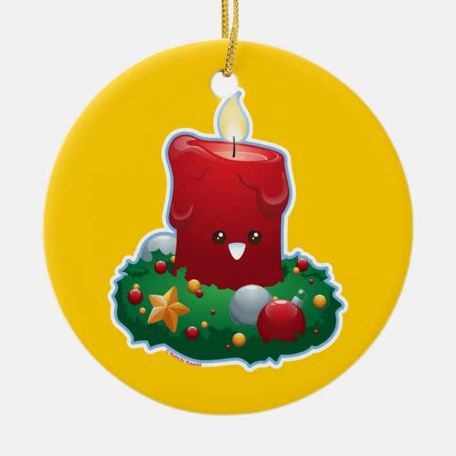 Christmas Candle Ceramic Ornament (Front)