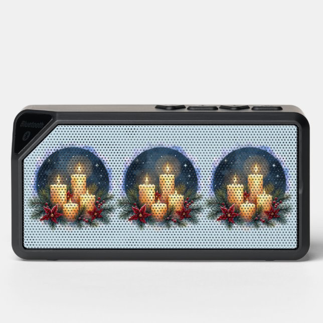 Christmas Candle Glow with Poinsettias Bluetooth Speaker (Front)