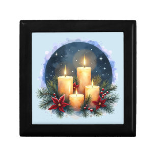 Christmas Candle Glow with Poinsettias Gift Box
