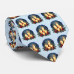 Christmas Candle Glow with Poinsettias Neck Tie