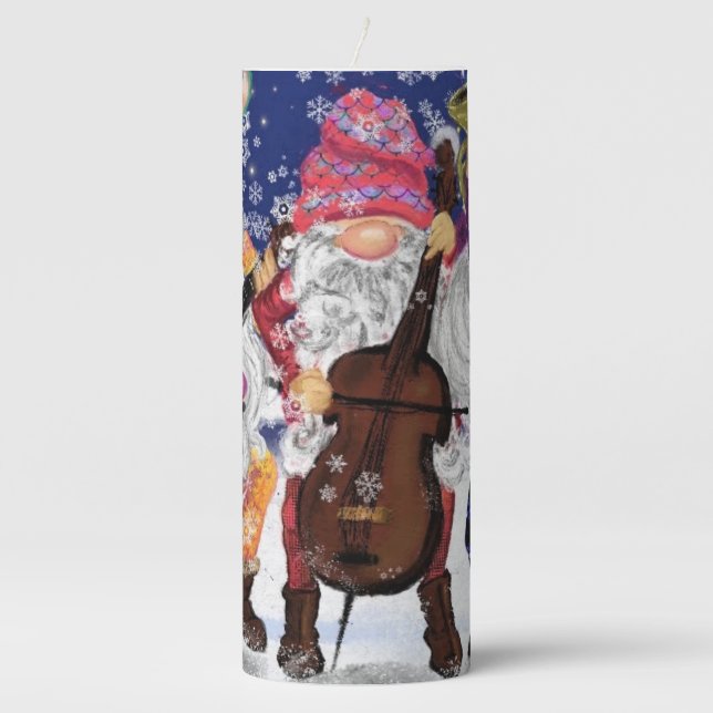 Christmas Candle Happy Gnome Music Band (Front)