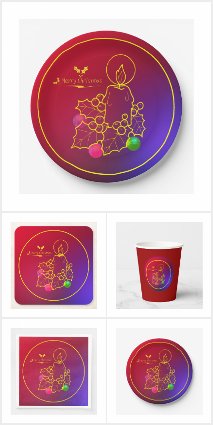 Christmas Candle Holly Line Drawing 