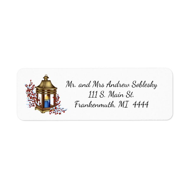 Christmas Candle Lamp Return Address Label (Front)