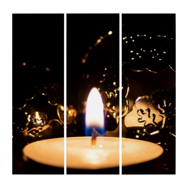 Christmas candle light in dark night in Advent Tri Triptych (Front)