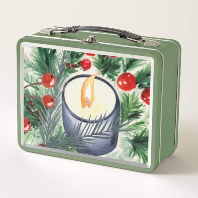 Christmas Candle Metal Lunch Box (Front)