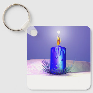 Christmas Candle Night Blue Keychain