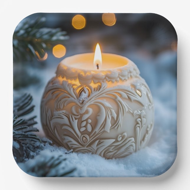 Christmas Candle Paper Plates (Front)