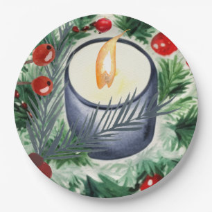 Christmas Candle Paper Plates