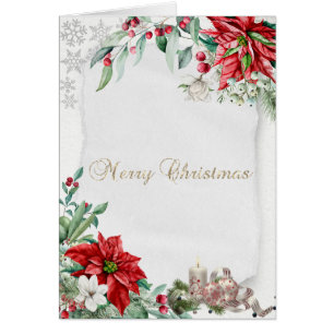 Christmas Candle ,Snowflakes,Poinsettia Christmas Cards