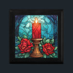 Christmas Candle Stained Glass Gift Box<br><div class="desc">Elegant beauty to grace your home for the holidays. This festive design will brighten up any room and would make a cute gift!</div>