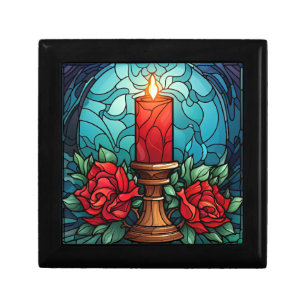 Christmas Candle Stained Glass Gift Box