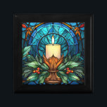 Christmas Candle Stained Glass Gift Box<br><div class="desc">Elegant beauty to grace your home for the holidays. This festive design will brighten up any room and would make a cute gift!</div>