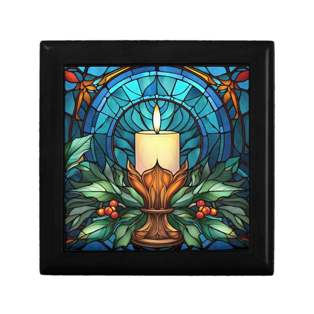 Christmas Candle Stained Glass Gift Box (Front)