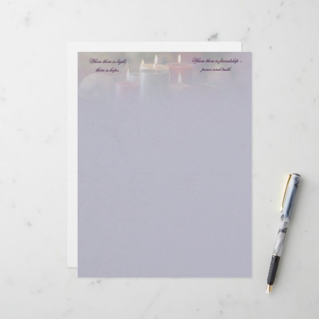 Christmas Candle Stationery (Front/Back In Situ)