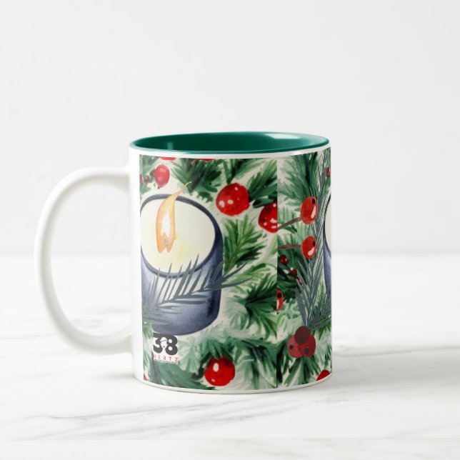 Christmas Candle Two-Tone Coffee Mug (Left)