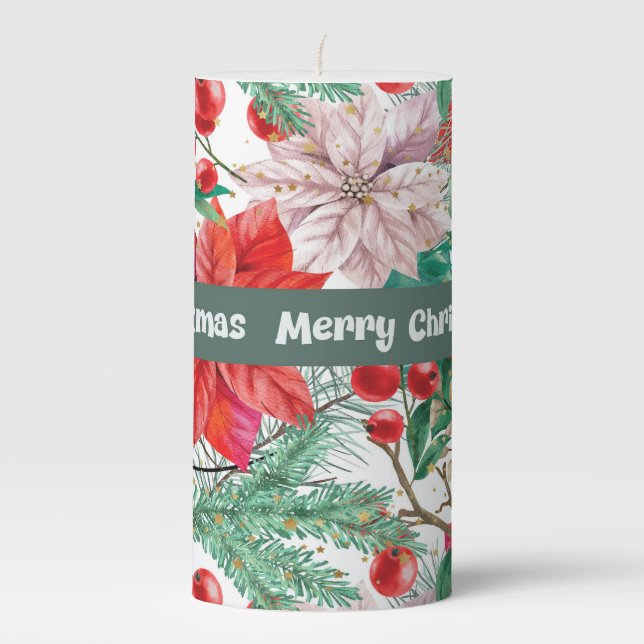 Christmas Candle with Poinsettias (Front)